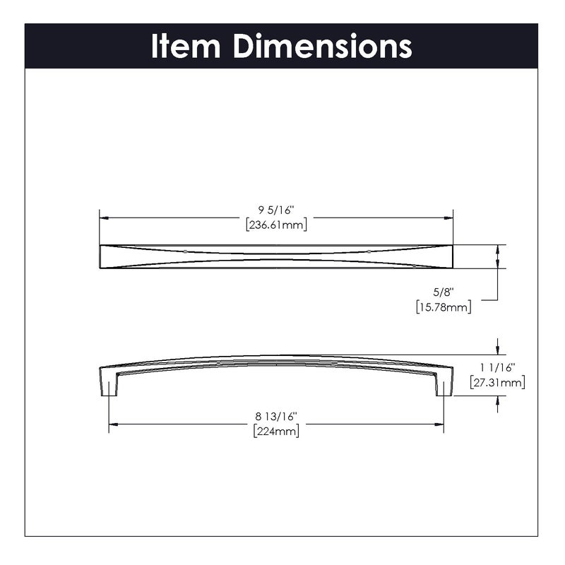 Hickory Hardware 1 Pack Solid Core Kitchen Cabinet Pulls, Luxury Cabinet Handles, Hardware for Doors & Dresser Drawers, 8-13/16 Inch (224mm) Hole Center, Flat Ultra Brass, Crest Collection - Image 5